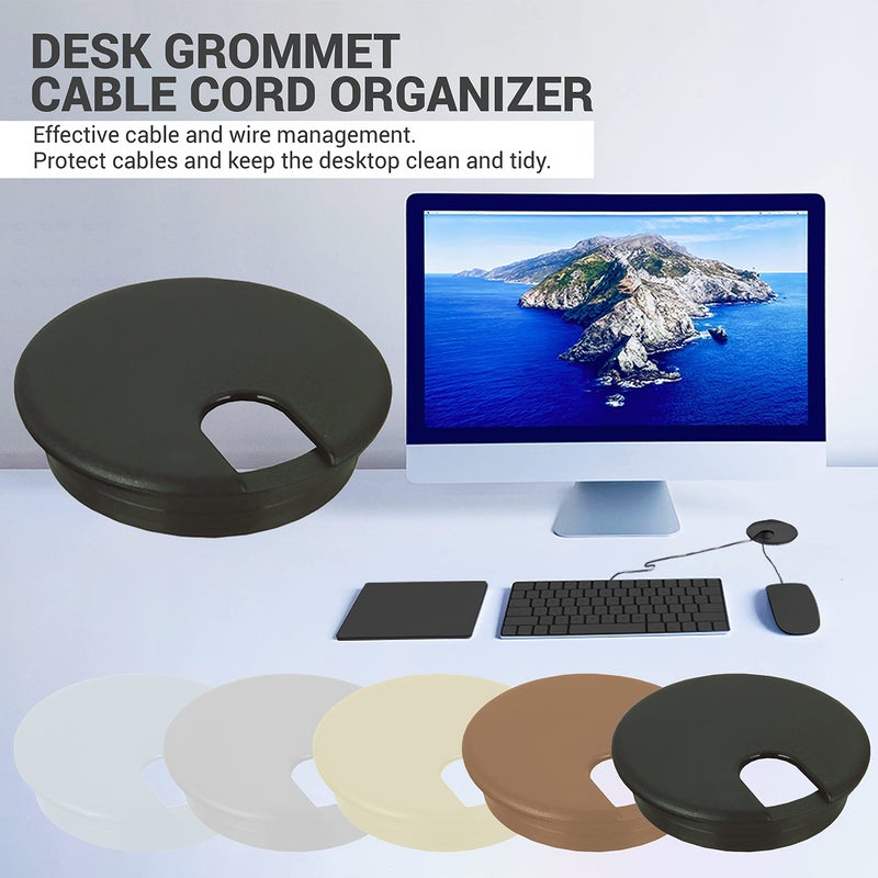 ROK 2 Pack Rok Hardware 3" (76mm) White Round Computer Desk Table Port Wire Cable Cord Organizer Hole Cover Grommet, ROKRG3WHT - Image 4